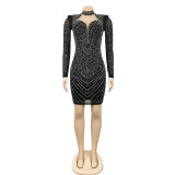 Shiny Hot Drilling Mesh Sexy Club Dress BY-5385