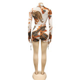 Sexy Printed Long Sleeve Romper BY-5178