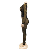 Sexy Hot Drilling See Through Long Sleeve 2 Piece Sets BY-5206
