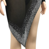 Sexy Mesh Hot Drilling Hollow Split Night Club Dress (With Underpants) BY-5207