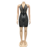 Sexy Hot Drilling Halter Backless Night Club Dress BY-5251
