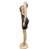 Sexy Hot Drilling Halter Backless Night Club Dress BY-5251