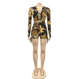 Sexy Printed Long Sleeve Romper BY-5178