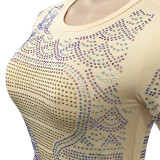 Shiny Hot Drilling Long Sleeve Bodycon Club Dress BY-5096