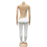 Sexy Hot Drilling Patchwork One Shoulder Jumpsuit BY-5336
