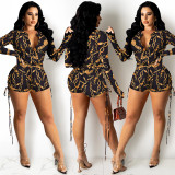Sexy Printed Long Sleeve Romper BY-5178