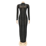Hot Drilling Mesh Sexy Long Club Dress BY-5351