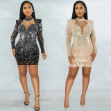 Shiny Hot Drilling Mesh Sexy Club Dress BY-5385