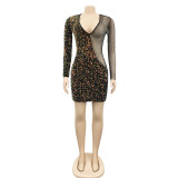 Sexy Patchwork Sequin Hot Drilling Club Dress BY-5315