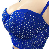 Sexy Hot Drilling Mesh Cami Top Mini Skirt 2 Piece Sets BY-5260