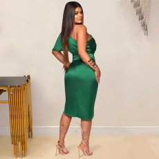 Sexy One Shoulder Split Midi Dress BY-5273