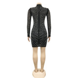 Shiny Hot Drilling Mesh Sexy Club Dress BY-5385