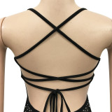 Sexy Hot Drilling Cross Strap Night Club Dress (Without Underpants) BY-5313