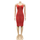 Sexy Hot Drilling Cross Strap Night Club Dress (Without Underpants) BY-5313