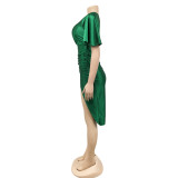 Sexy One Shoulder Split Midi Dress BY-5273