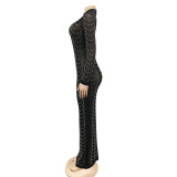 Hot Drilling Mesh Sexy Long Club Dress BY-5351
