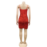 Shiny Sequins Spaghetti Strap Ruched Club Dress BY-5308
