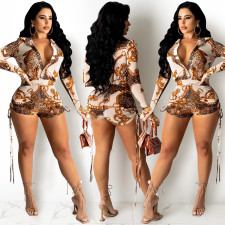Sexy Printed Long Sleeve Romper BY-5178