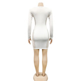 Sexy Hot Drilling V Neck Long Sleeve Club Dress BY-5337