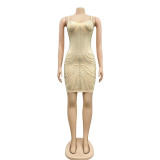 Sexy Hot Driiling Pearls Strap Club Dress BY-5074