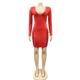 Sexy Hot Drilling V Neck Long Sleeve Club Dress BY-5337