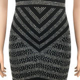 Sexy Hot Drilling Deep V Halter Maxi Evening Dress BY-3816