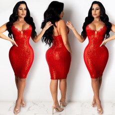 Sexy Sequins Spagheti Strap Night Club Dress BY-3899