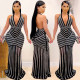 Sexy Hot Drilling Deep V Halter Maxi Evening Dress BY-3816