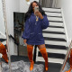 Solid Latern Sleeve Casual Hoodie Dress GLF-10070