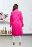 Plus Size Denim Ripped Hole Long Coat LX-7083
