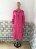Plus Size Denim Ripped Hole Long Coat LX-7083