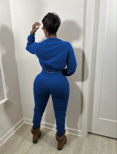 Solid Fleece Zipper Long Sleeve 2 Piece Sets WY-6871