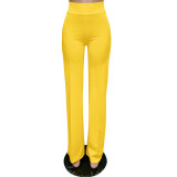 Solid High Waist Back Zipper Straight Pants MZ-2677