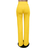 Solid High Waist Back Zipper Straight Pants MZ-2677