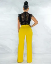 Solid High Waist Back Zipper Straight Pants MZ-2677