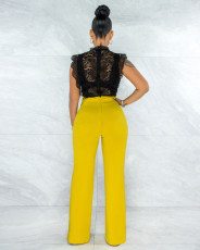 Solid High Waist Back Zipper Straight Pants MZ-2677