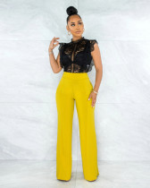 Solid High Waist Back Zipper Straight Pants MZ-2677