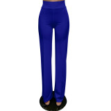 Solid High Waist Back Zipper Straight Pants MZ-2677