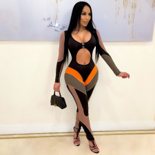 Sexy Hollow Out Long Sleeve Skinny Jumpsuit FSXF-F329