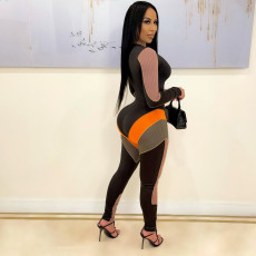 Sexy Hollow Out Long Sleeve Skinny Jumpsuit FSXF-F329