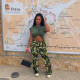 Camo Print Patchwork Flare Pants YH-5246