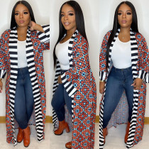 Casual Printed Full Sleeve Long Cloak Coat SHD-9521