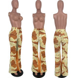 Camo Print Patchwork Flare Pants YH-5246
