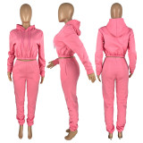 Solid Fleece Hoodies And Pants Two Piece Sets CH-8201
