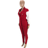Casual Patchwork Long Sleeve Two Piece Sets MEI-9222