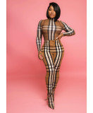 Plaid Print Long Sleeve Two Piece Pants Set LSD-81084