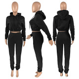 Solid Fleece Hoodies And Pants Two Piece Sets CH-8201