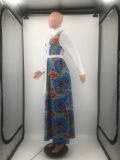 Plus Size Printed Long Sleeve Big Swing Sashes Maxi Dress DMF-8184