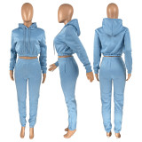 Solid Fleece Hoodies And Pants Two Piece Sets CH-8201