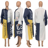 Plus Size Letter Print Full Sleeve Long Coat GLF-10076
